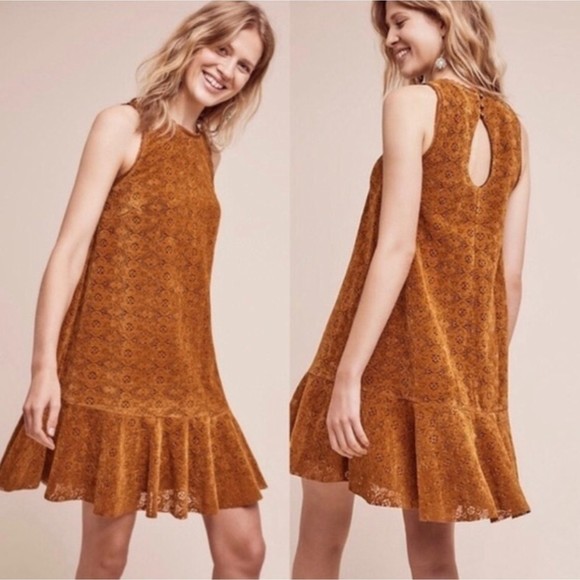 Anthropologie Dresses & Skirts - MAEVE Sleeveless Velvet Brown Mini Dress